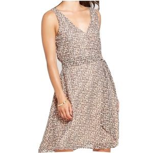 NEW Tan Leopard Animal Print Sleeveless Chiffon Dress A New Day NWT